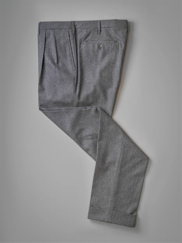Rota Winter Medium grey pair of regular fit flannel wool trousers In Vendita