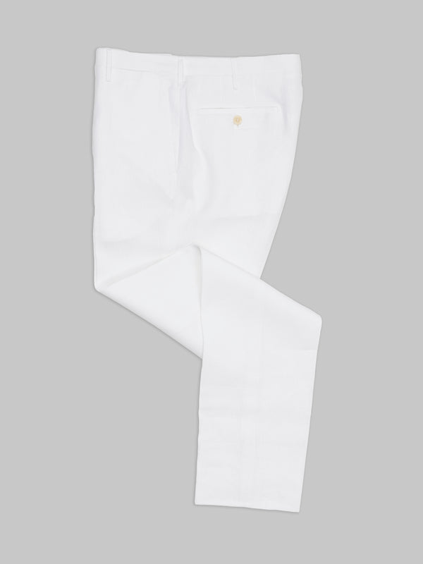 Rota Summer White pair of regular fit linen trousers Fino al 60% di sconto
