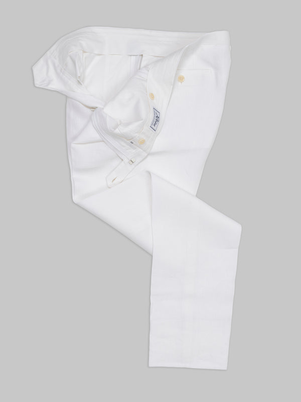 Rota Summer White pair of regular fit linen trousers Fino al 60% di sconto