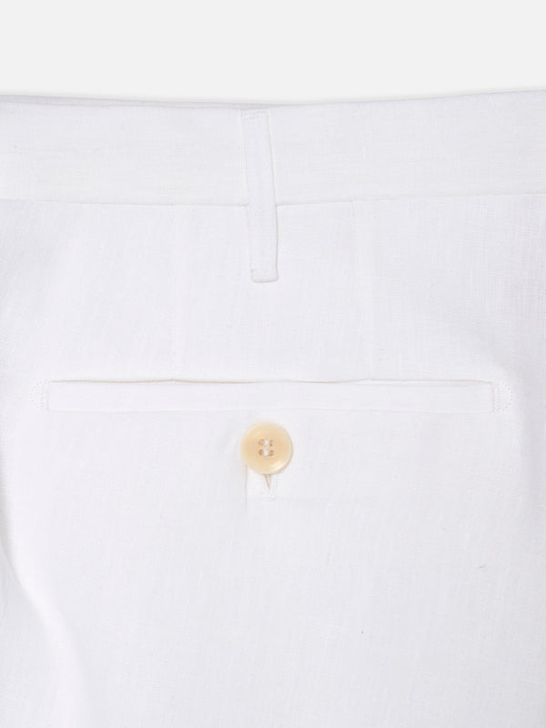 Rota Summer White pair of regular fit linen trousers Fino al 60% di sconto