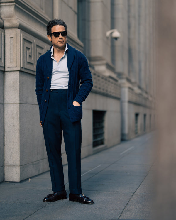 Rota Summer Roma dark blue wool trouser Consegna Veloce
