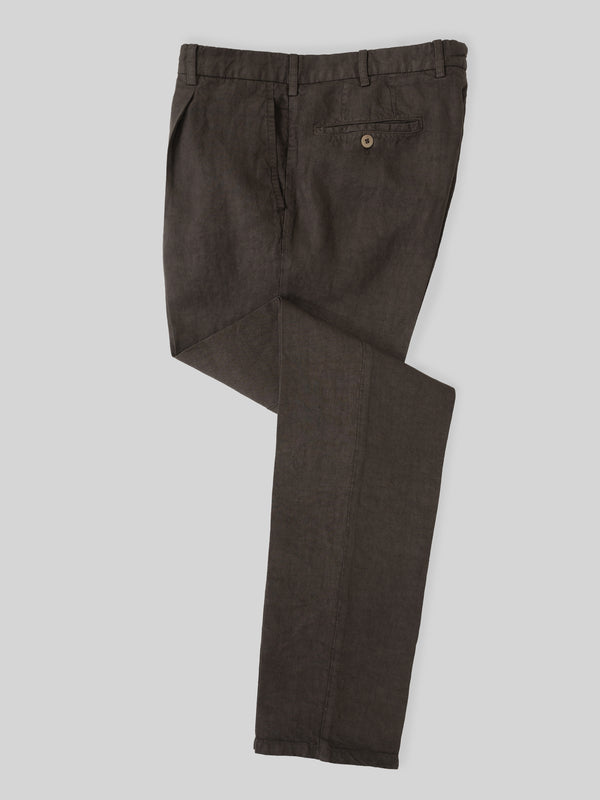 Rota Sport Summer Brown linen sport trousers 1 pleat Sottocosto