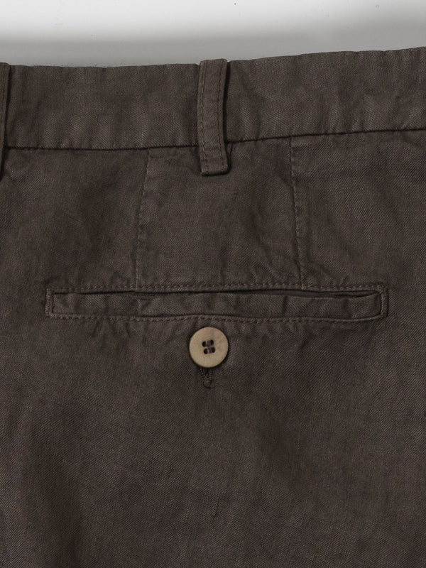 Rota Sport Summer Brown linen sport trousers 1 pleat Sottocosto