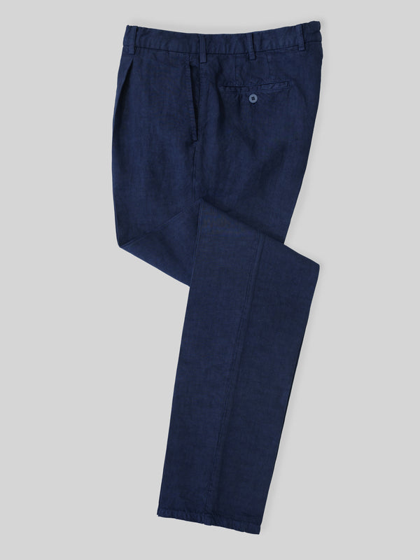 Rota Sport Summer Blue linen sport trousers 1 pleat Convenienza