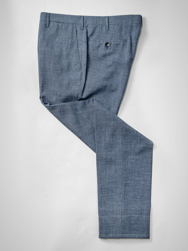 Rota Summer Dark blue pair of regular fit Loro Piana wool silk linen trousers Sconto
