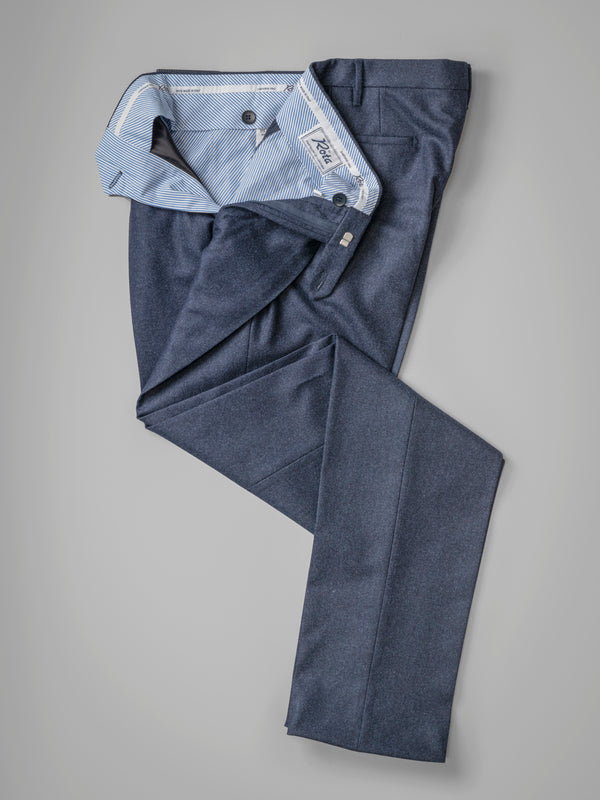 Rota Winter Dark blue pair of regular fit wool flannel trousers Outlet