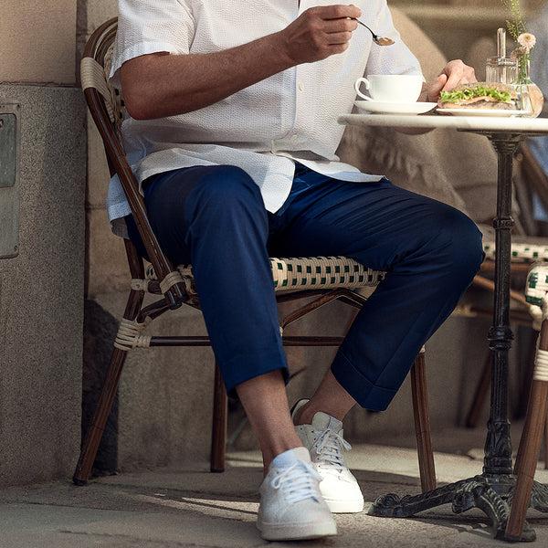 Rota Summer Blue lightweight cotton elastan trousers Vendite Flash