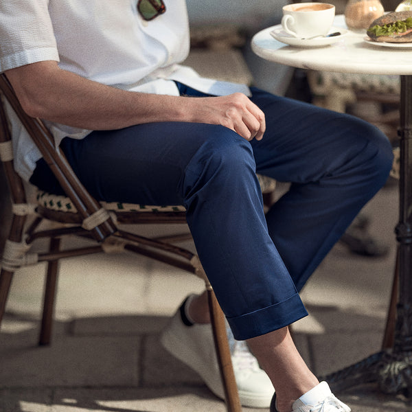 Rota Summer Blue lightweight cotton elastan trousers Vendite Flash