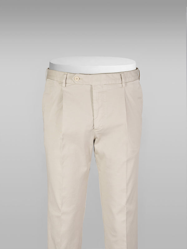Rota Sport Summer Beige cotton supima sport trousers 1 pleat In Saldo