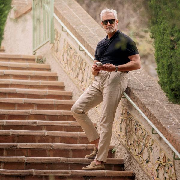 Rota Sport Summer Beige cotton supima sport trousers 1 pleat In Saldo