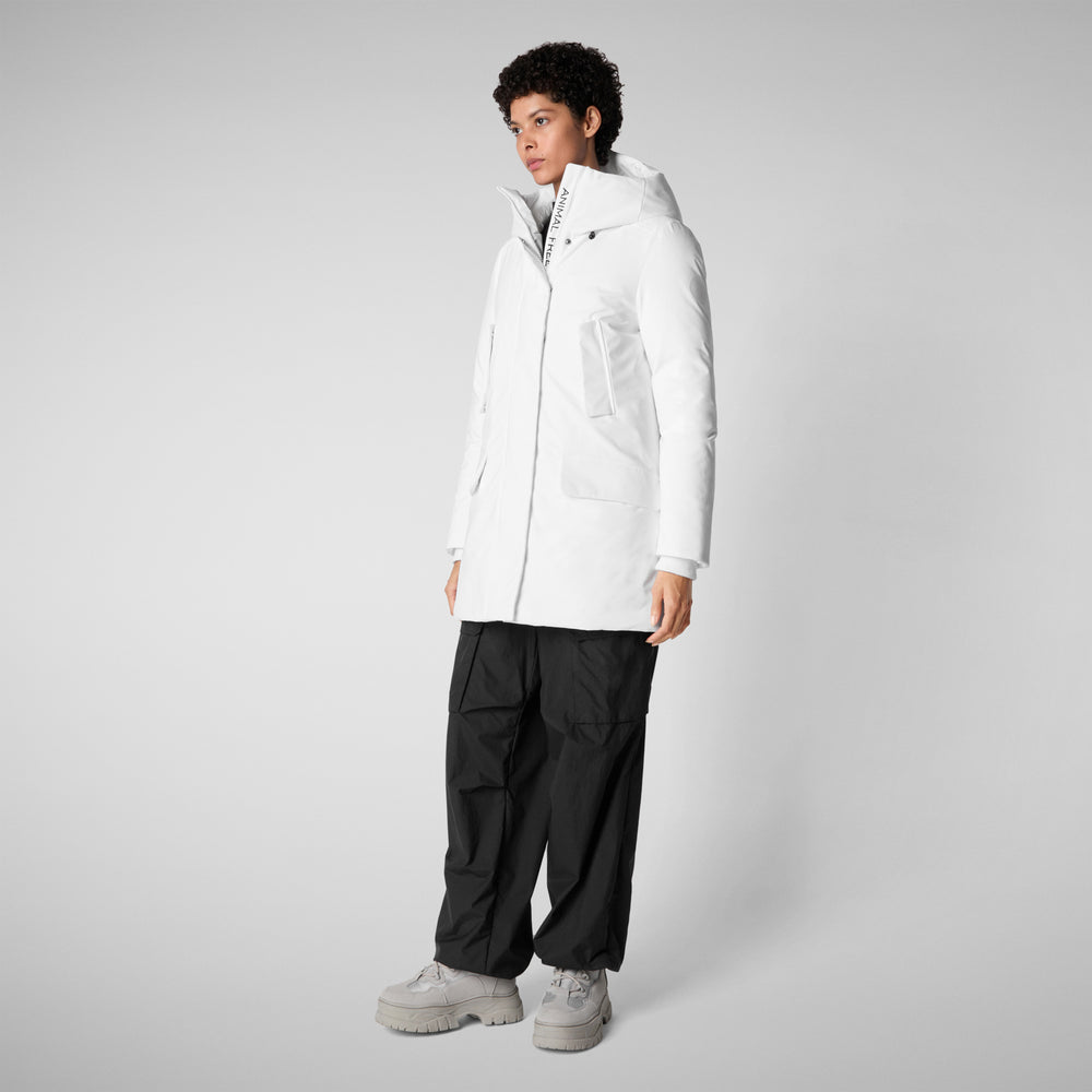 Save the duck PARKA DONNA CON CAPPUCCIO SOLEIL WHITE Sostegno trimestrale