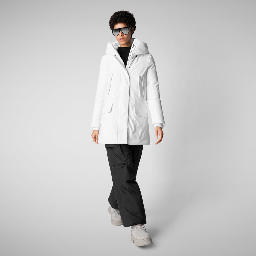 Save the duck PARKA DONNA CON CAPPUCCIO SOLEIL WHITE Sostegno trimestrale