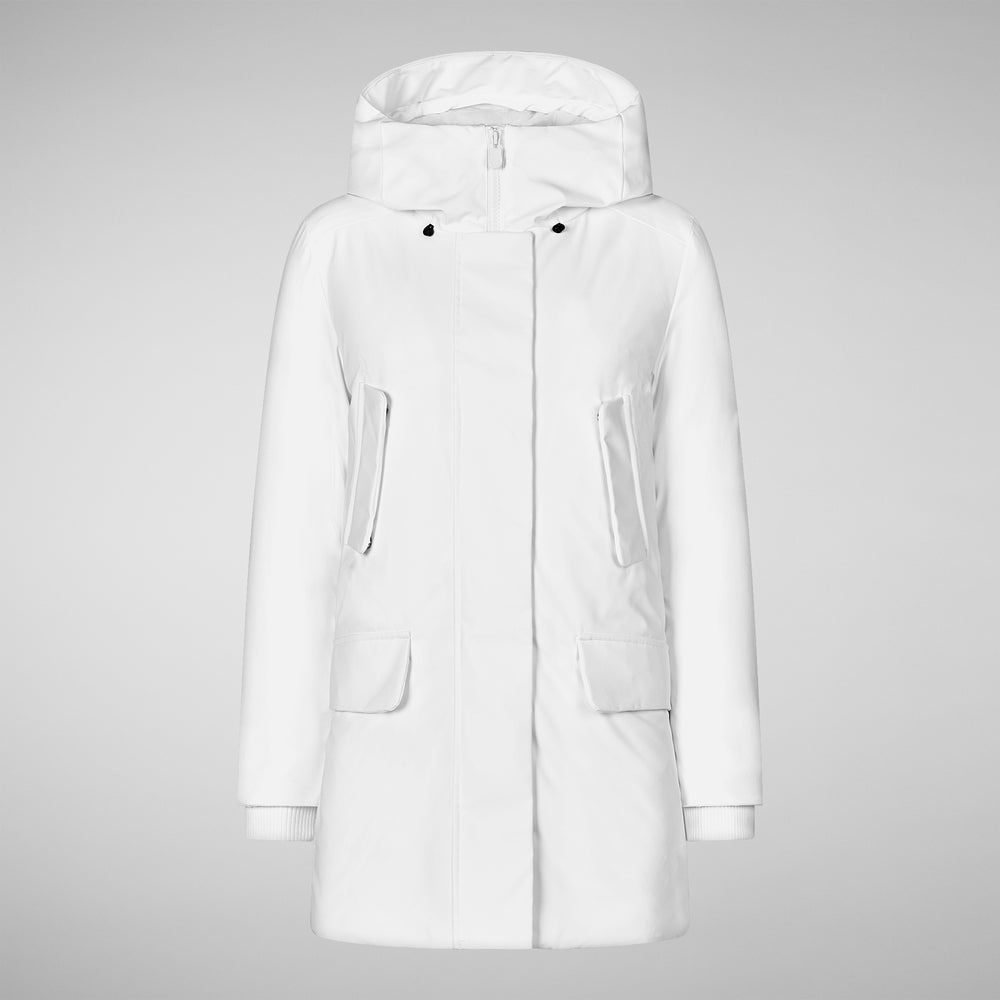 Save the duck PARKA DONNA CON CAPPUCCIO SOLEIL WHITE Sostegno trimestrale