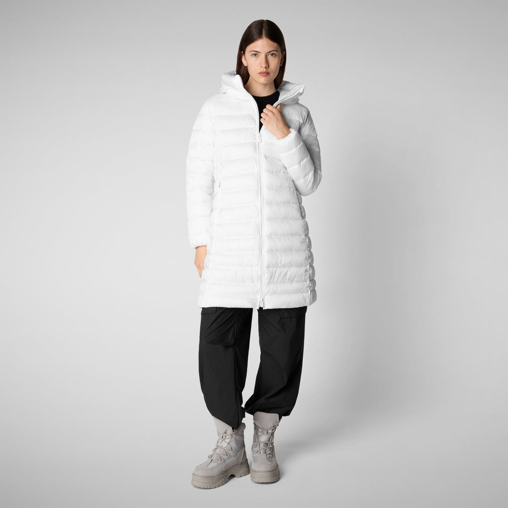 Save the duck PIUMINO ANIMAL FREE CON CAPPUCCIO DONNA SAFFRON BIANCO