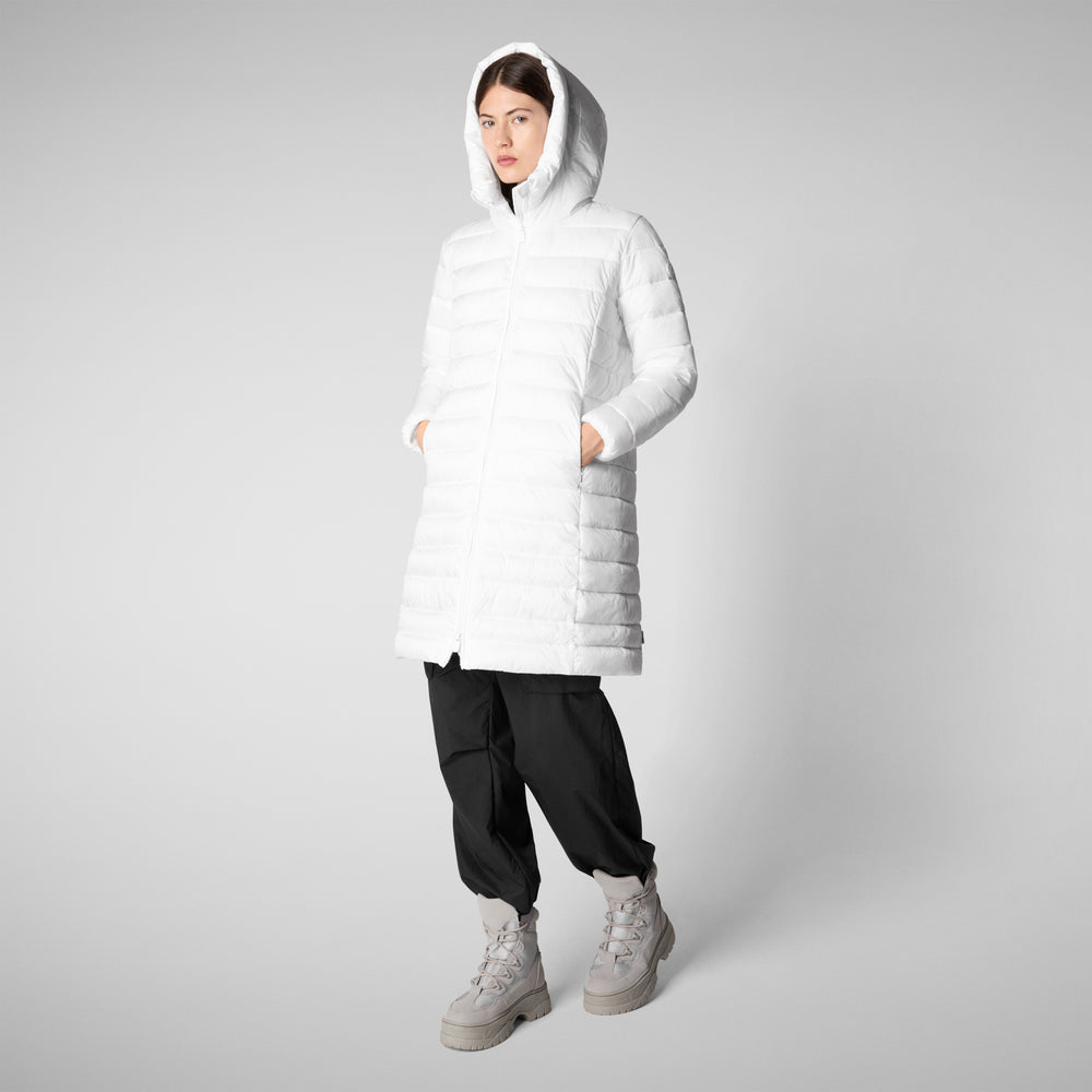 Save the duck PIUMINO ANIMAL FREE CON CAPPUCCIO DONNA SAFFRON BIANCO Presa
