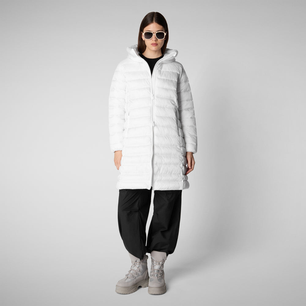 Save the duck PIUMINO ANIMAL FREE CON CAPPUCCIO DONNA SAFFRON BIANCO Presa