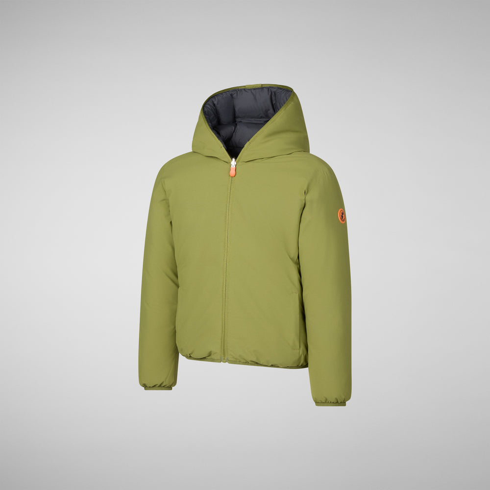 Save the duck GIACCA CON CAPPUCCIO BAMBINO OLIVER LIZARD GREEN Pezzi Unici