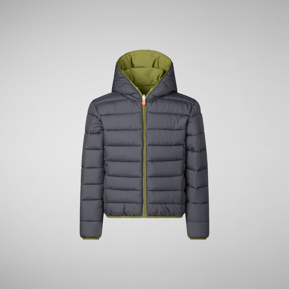 Save the duck GIACCA CON CAPPUCCIO BAMBINO OLIVER LIZARD GREEN Pezzi Unici