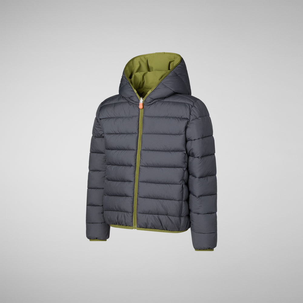 Save the duck GIACCA CON CAPPUCCIO BAMBINO OLIVER LIZARD GREEN Pezzi Unici