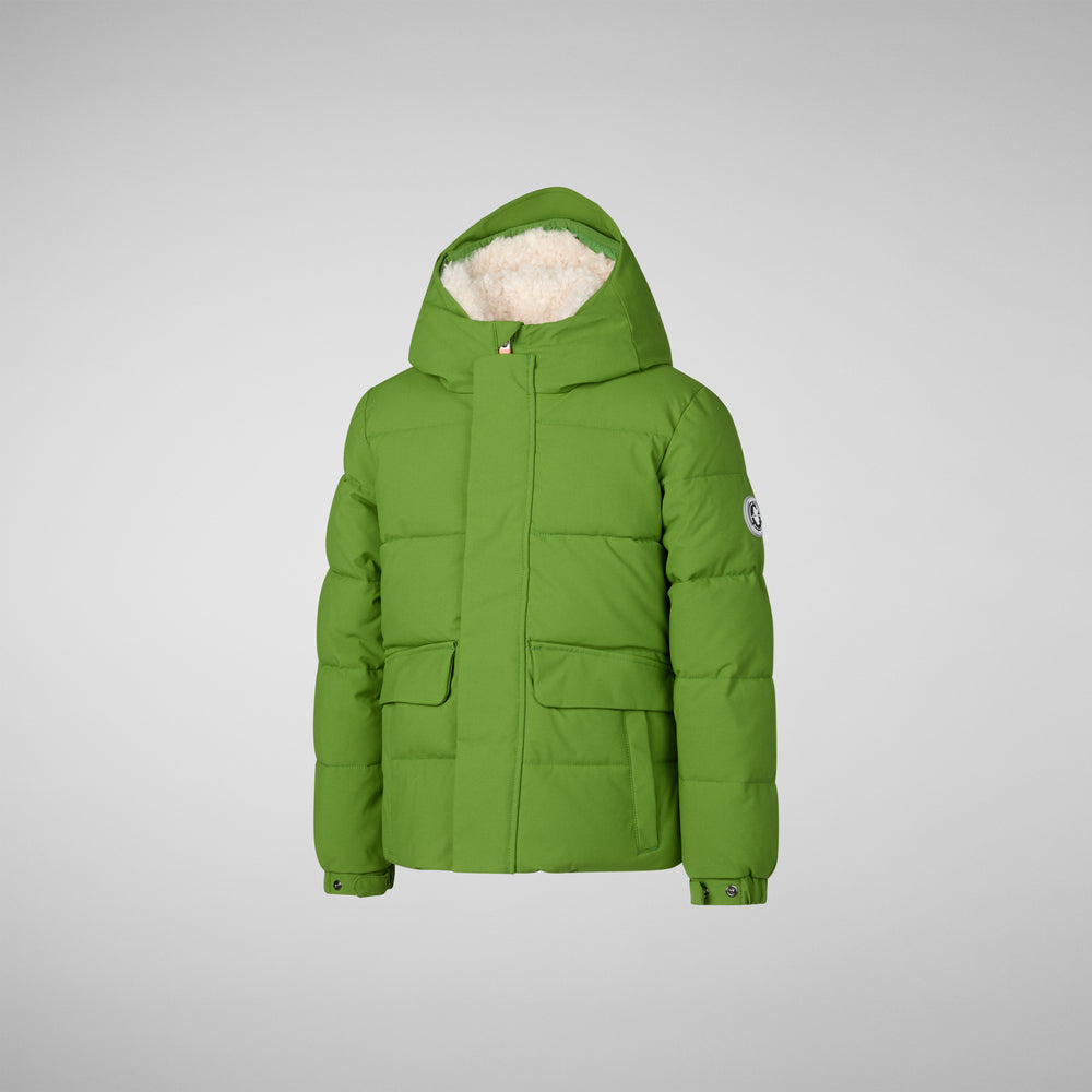 Save the duck PARKA CON CAPPUCCIO BAMBINO KLAUS VERDE ERBA Soddisfazione Garantita