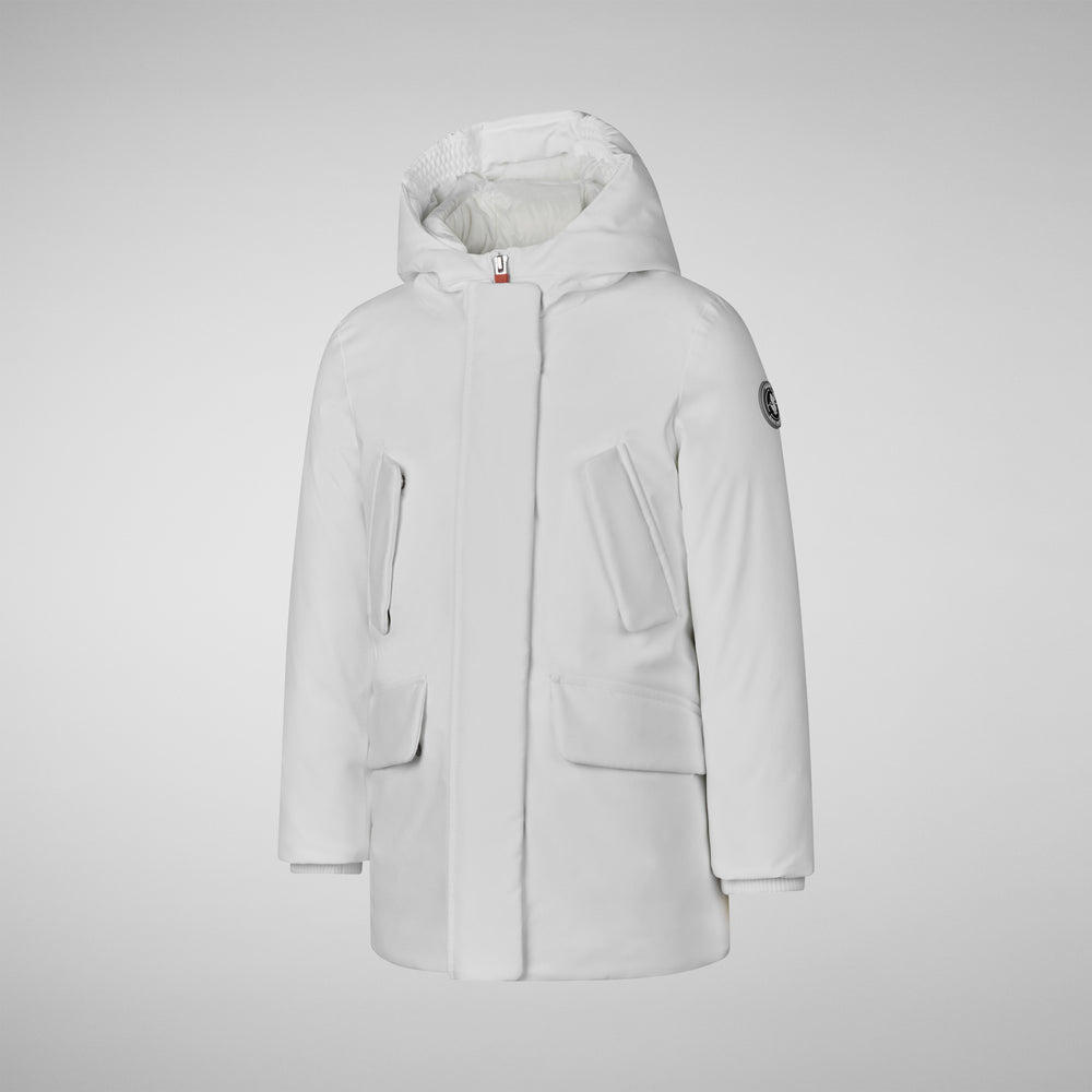 Save the duck PARKA CON CAPPUCCIO BAMBINA ALLY WHITE Sconto
