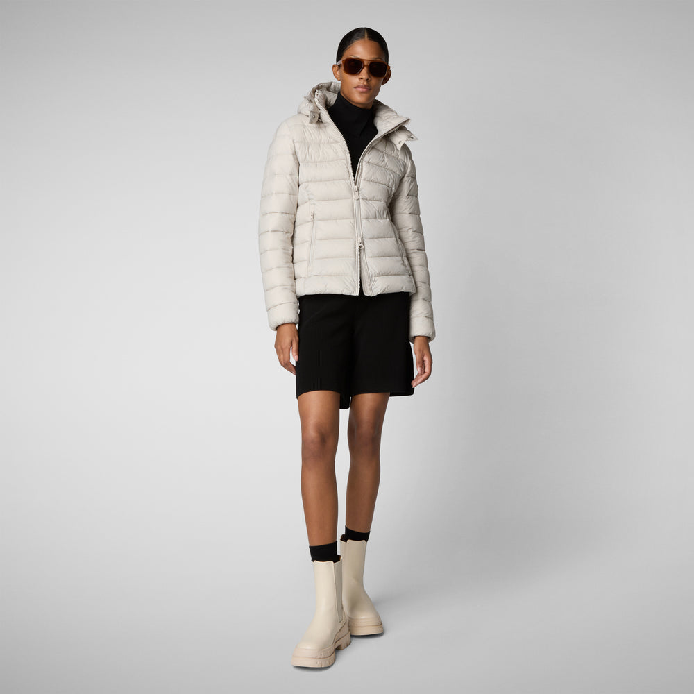 Save the duck PIUMINO ANIMAL FREE CON CAPPUCCIO DONNA AMELIE BEIGE CHIARO Promozione