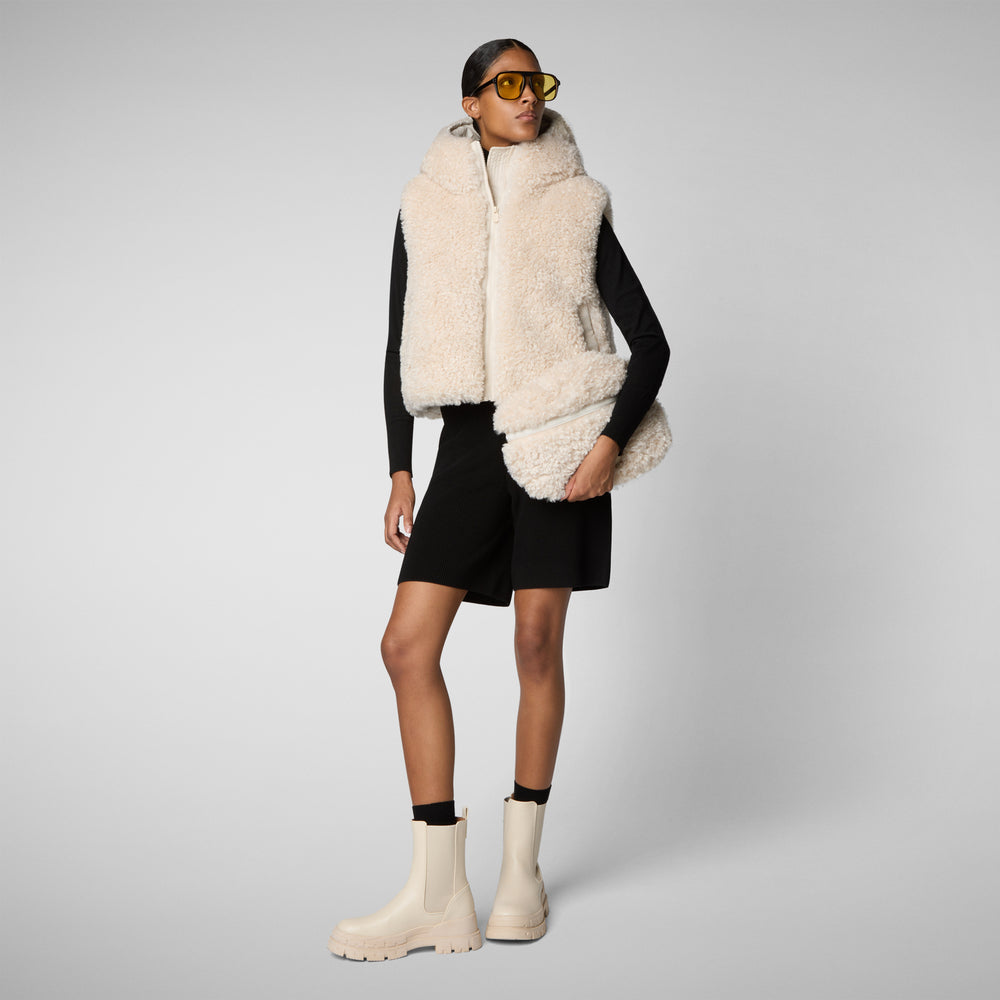 Save the duck GILET CON CAPPUCCIO DONNA KLARA BEIGE Spedizione Gratuita
