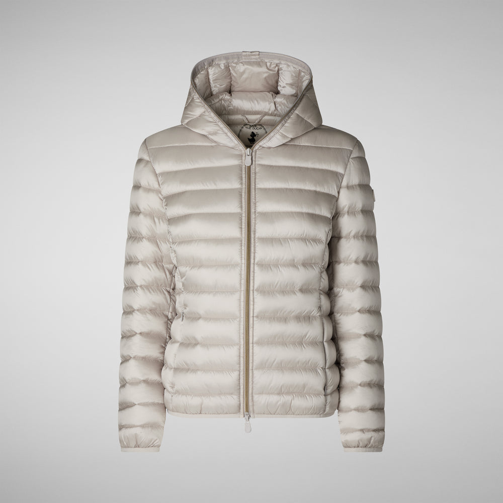 Save the duck PIUMINO ANIMAL FREE CON CAPPUCCIO DONNA ALEXIS RAINY BEIGE Promozione Limitata