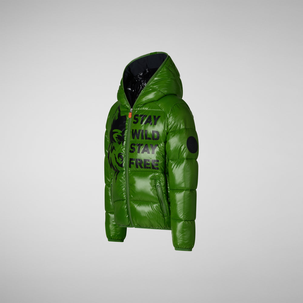Save the duck PIUMINO ANIMAL FREE BAMBINO KEEGAN VERDE ERBA WOLF PRINT Saldi