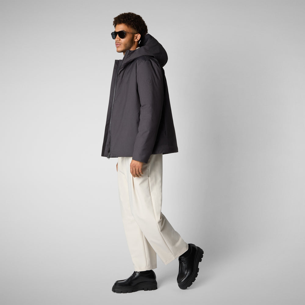 Save the duck PIUMINO ANIMAL FREE CON CAPPUCCIO UOMO BARNABY GREY MELANGE Italy