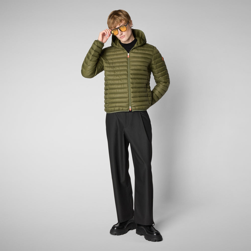 Save the duck Piumino animal free con cappuccio uomo Donald Verde oliva Spedizione Gratuita