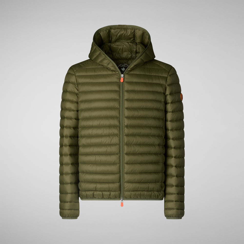 Save the duck Piumino animal free con cappuccio uomo Donald Verde oliva Spedizione Gratuita