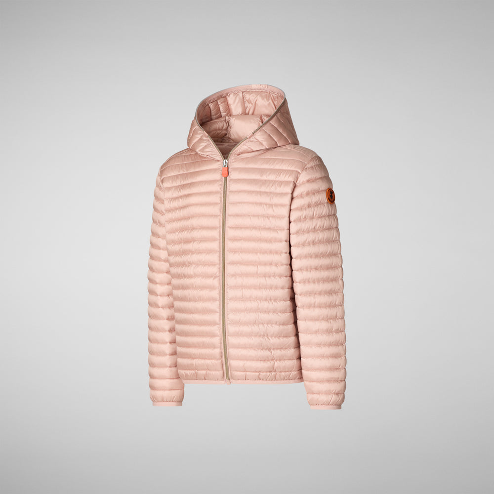 Save the duck PIUMINO ANIMAL FREE CON CAPPUCCIO BAMBINA ROSY rosa cipria Duty-free