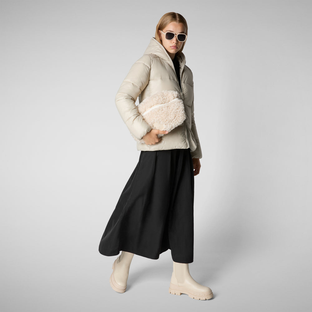 Save the duck PIUMINO ANIMAL FREE CON CAPPUCCIO DONNA LOIS RAINY BEIGE Convenienza