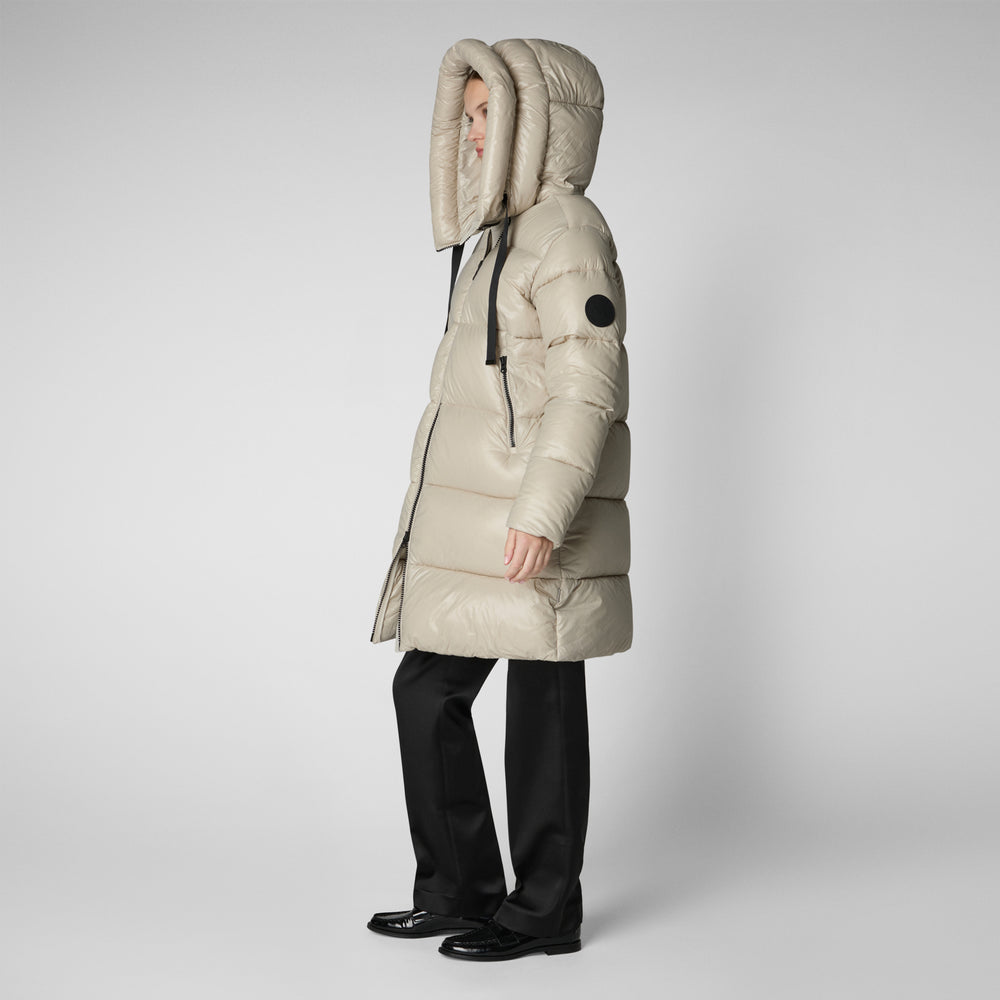 Save the duck PIUMINO ANIMAL FREE CON CAPPUCCIO DONNA ISABEL RAINY BEIGE Presa