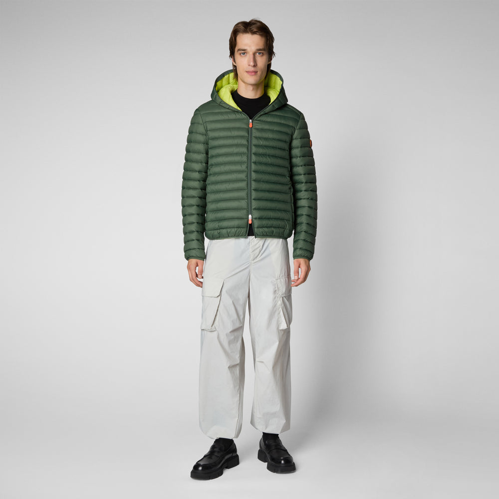 Save the duck PIUMINO ANIMAL FREE CON CAPPUCCIO UOMO DONALD VERDE TIMO