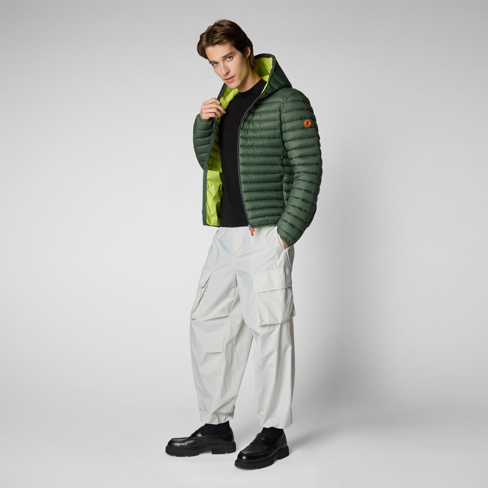Save the duck PIUMINO ANIMAL FREE CON CAPPUCCIO UOMO DONALD VERDE TIMO Vendita
