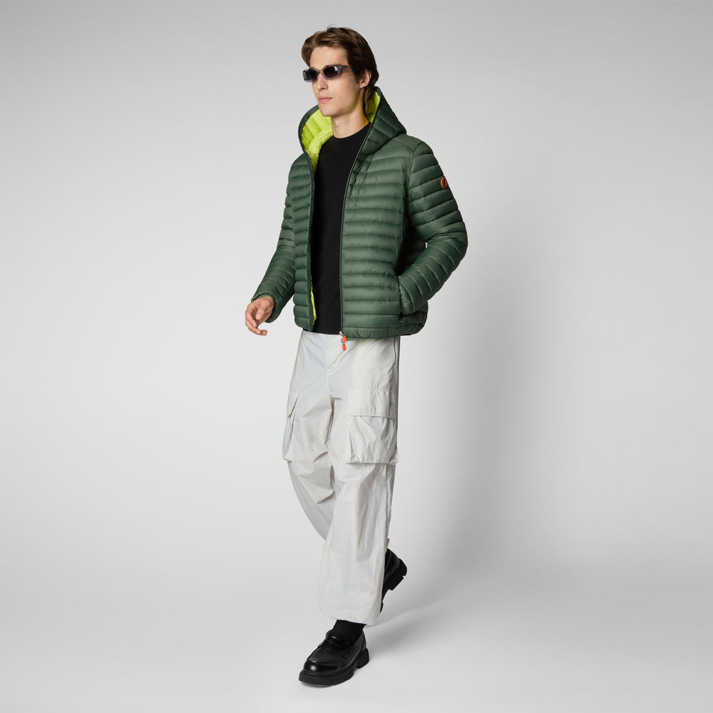 Save the duck PIUMINO ANIMAL FREE CON CAPPUCCIO UOMO DONALD VERDE TIMO Vendita