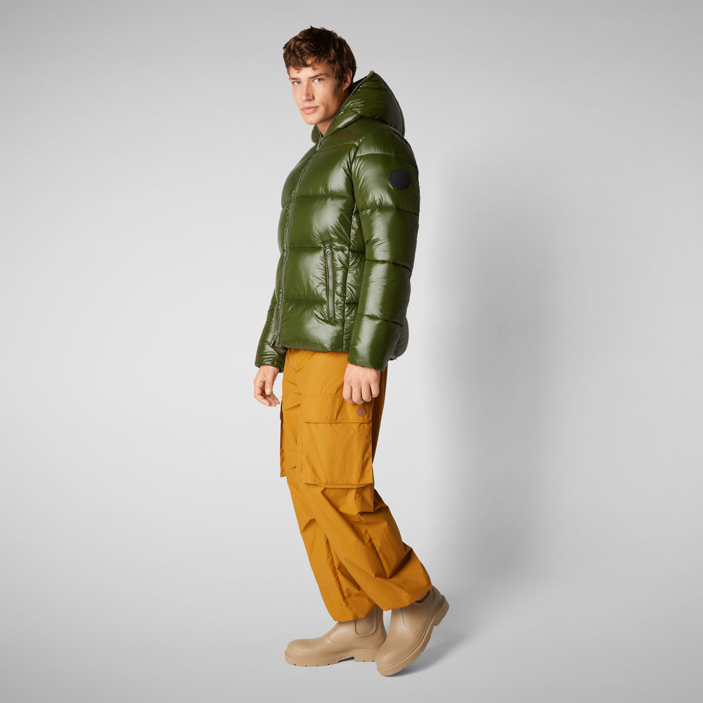 Save the duck PIUMINO ANIMAL FREE CON CAPPUCCIO UOMO EDGARD VERDE BOSCO Negozi Online