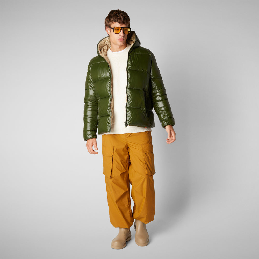 Save the duck PIUMINO ANIMAL FREE CON CAPPUCCIO UOMO EDGARD VERDE BOSCO Negozi Online