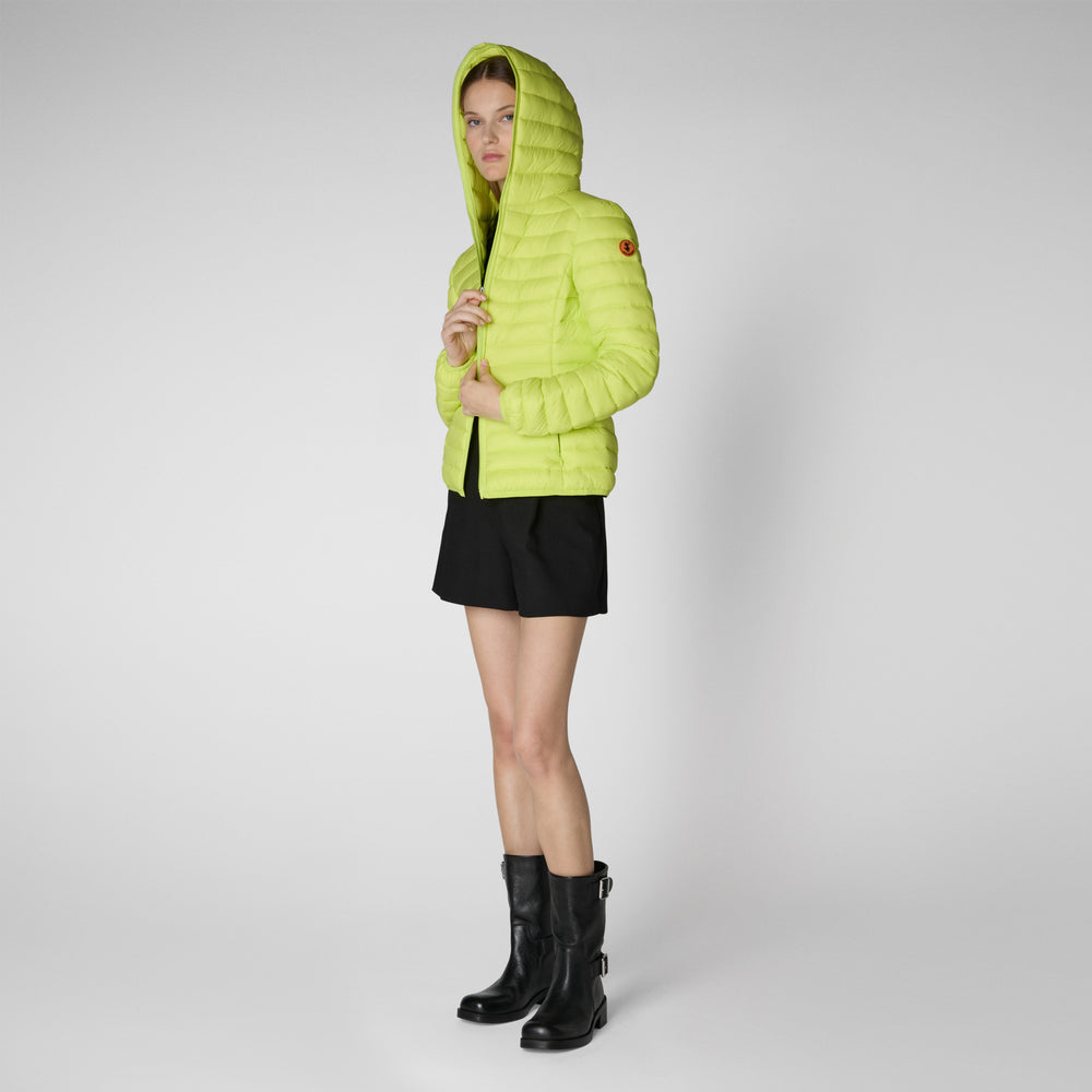 Save the duck PIUMINO ANIMAL FREE CON CAPPUCCIO DONNA DAISY VERDE LIME Vendita Economica