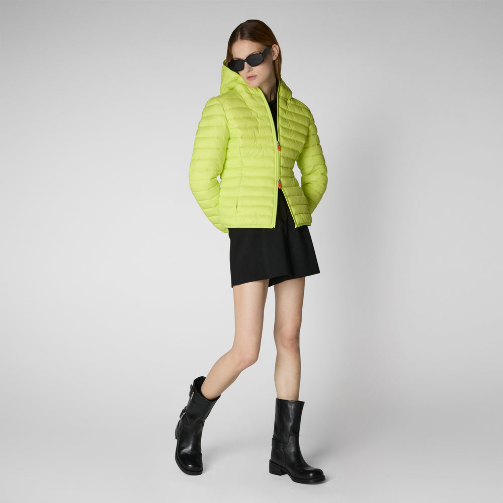 Save the duck PIUMINO ANIMAL FREE CON CAPPUCCIO DONNA DAISY VERDE LIME Vendita Economica