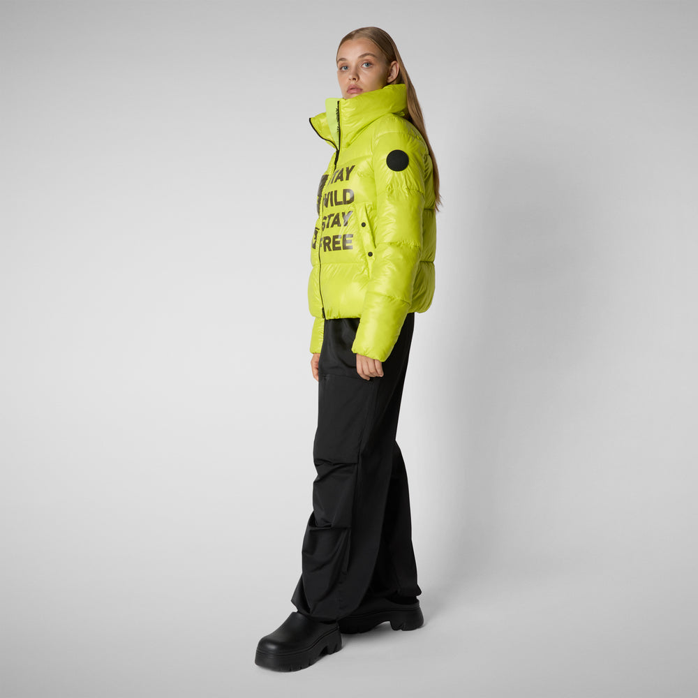 Save the duck GIACCA DONNA IVY VERDE LIME WOLF PRINT Negozio