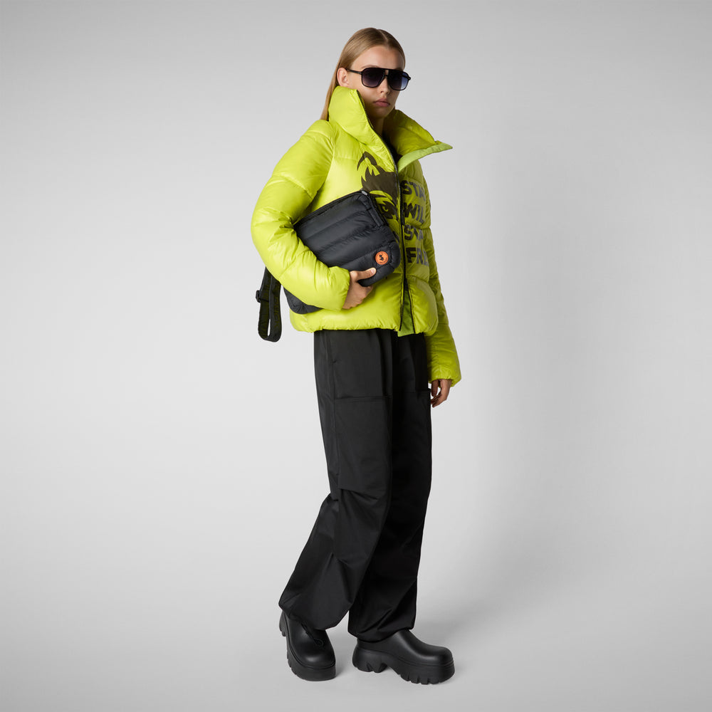Save the duck GIACCA DONNA IVY VERDE LIME WOLF PRINT Negozio