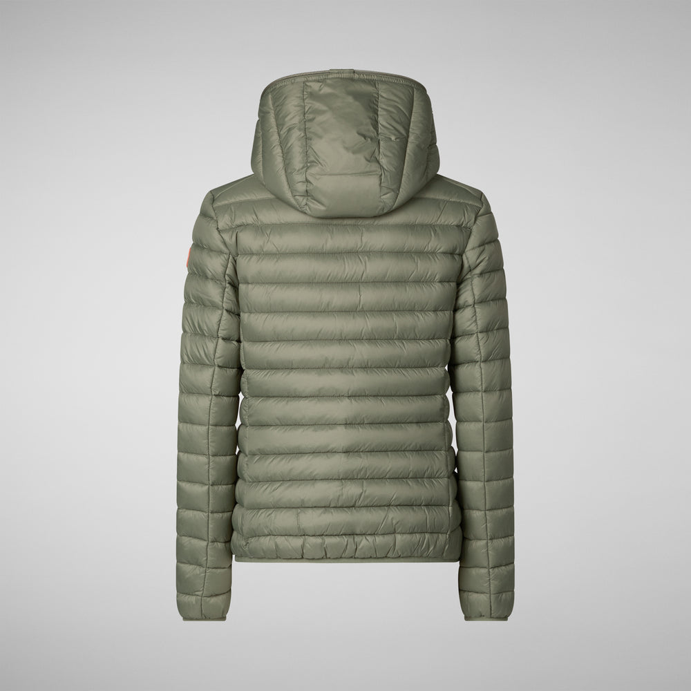 Save the duck PIUMINO ANIMAL FREE CON CAPPUCCIO DONNA DAISY VERDE LIME Nuova