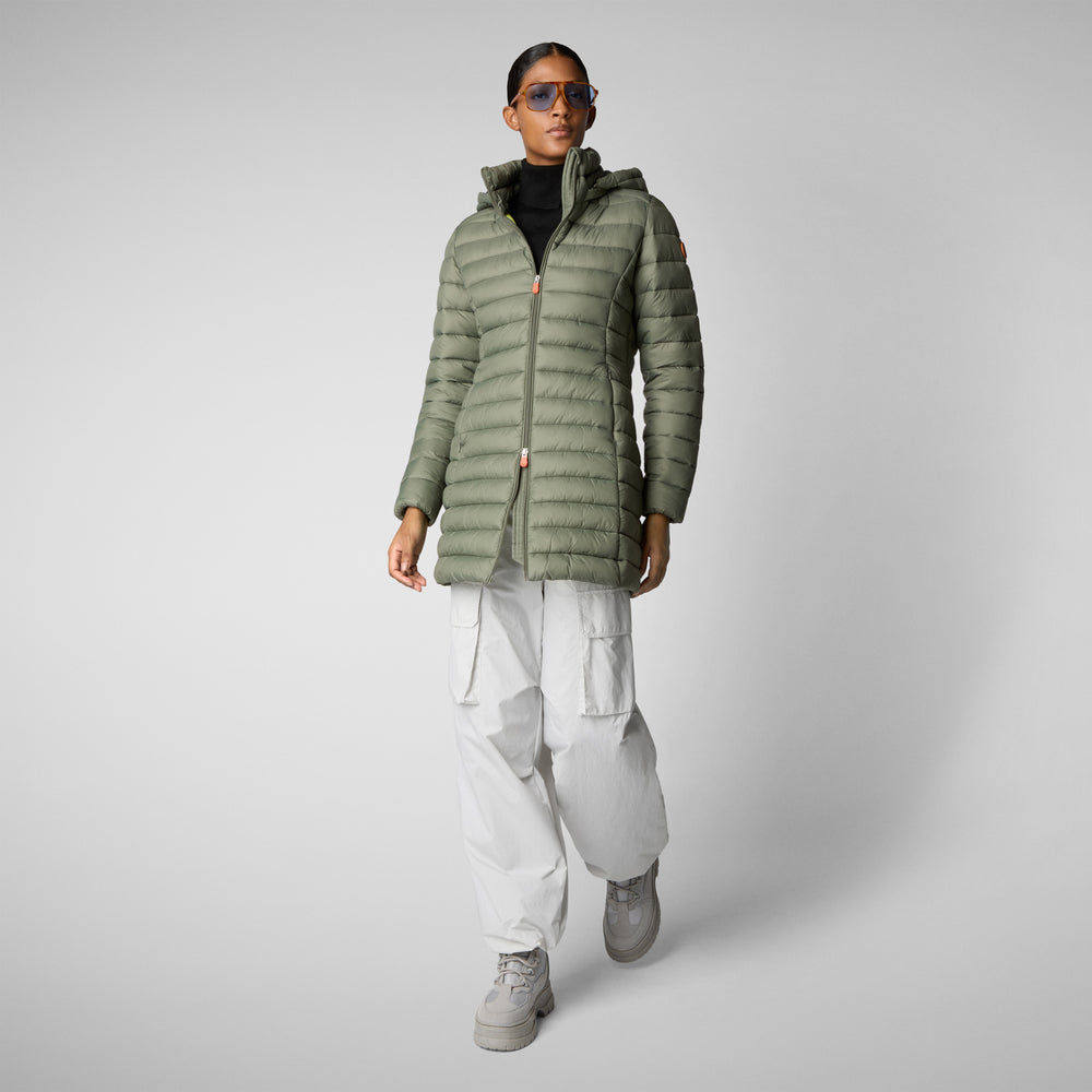 Save the duck PIUMINO ANIMAL FREE CON CAPPUCCIO DONNA CAROL VERDE PALUDE Moda
