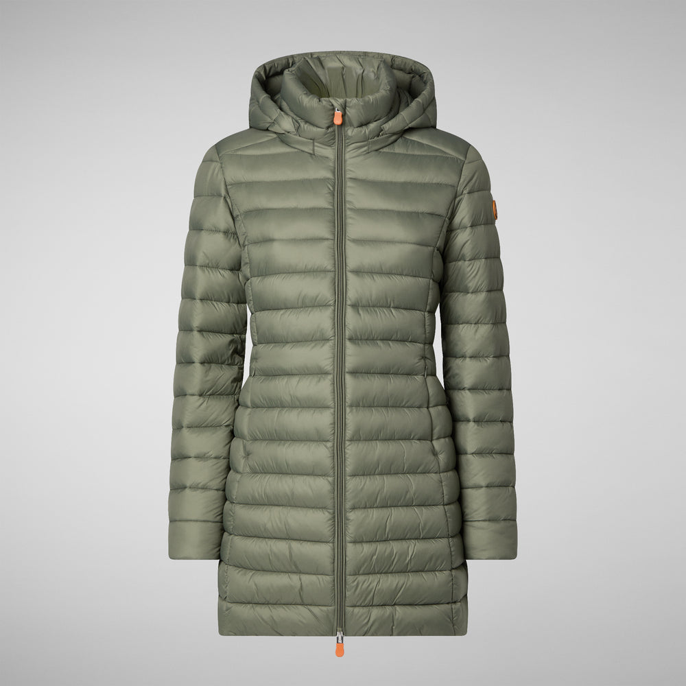 Save the duck PIUMINO ANIMAL FREE CON CAPPUCCIO DONNA CAROL VERDE PALUDE Moda