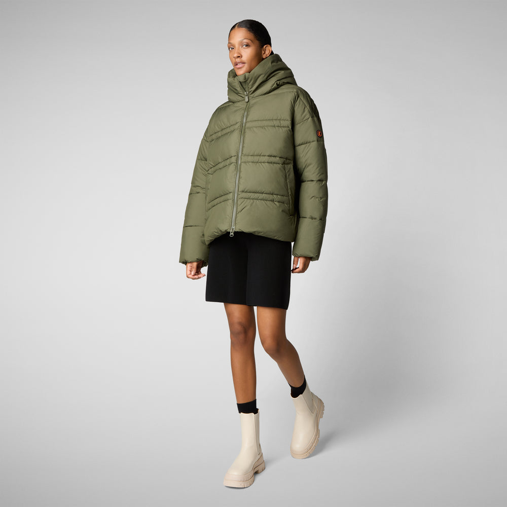 Save the duck PIUMINO ANIMAL FREE CON CAPPUCCIO DONNA KERI VERDE FORESTA Italia