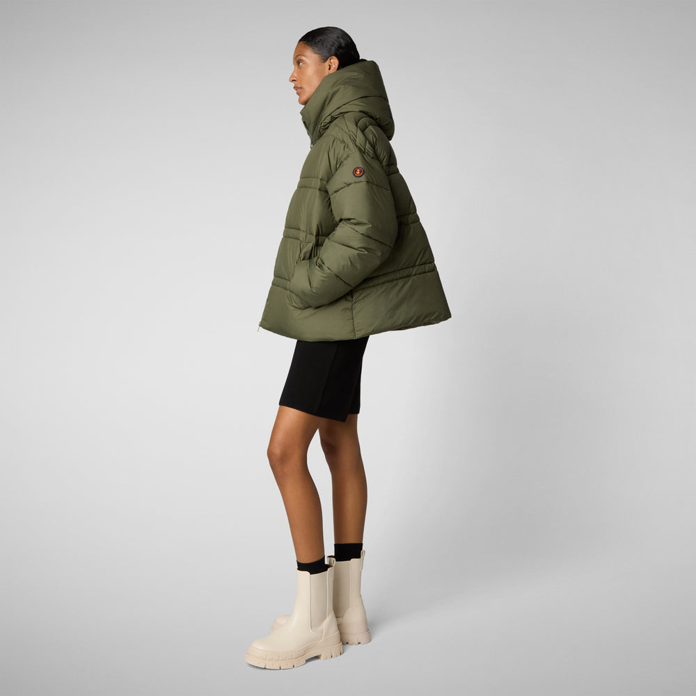 Save the duck PIUMINO ANIMAL FREE CON CAPPUCCIO DONNA KERI VERDE FORESTA Italia