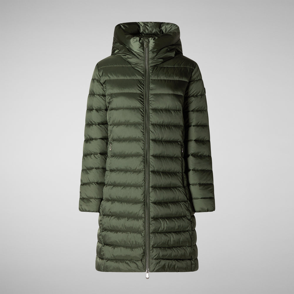 Save the duck PIUMINO ANIMAL FREE CON CAPPUCCIO DONNA SAFFRON VERDE TIMO In Linea